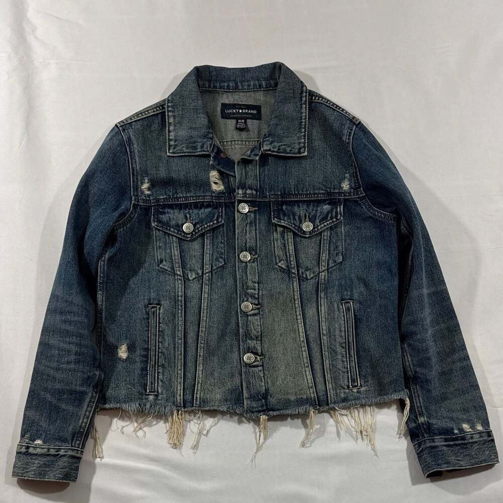 Lucky Brand The Tomboy Trucker Distressed Denim Jacket